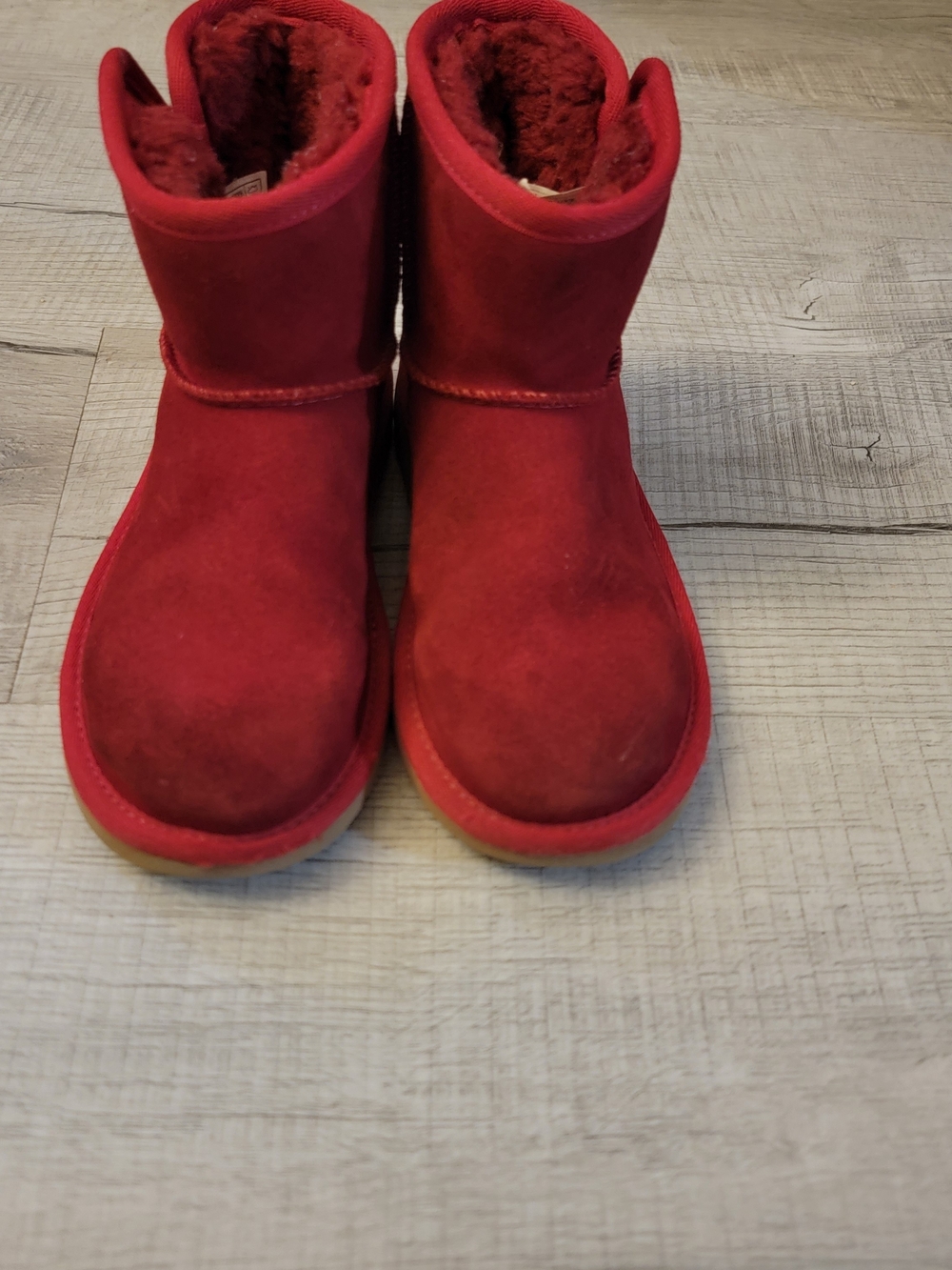UGG Kids Red Sheepskin Lined Boots Sizr 13